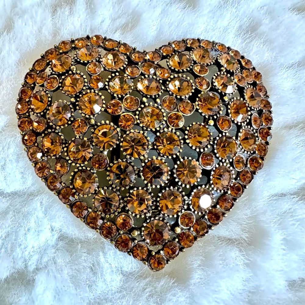 Heart Belt Buckle with Rhinestones, NWOT